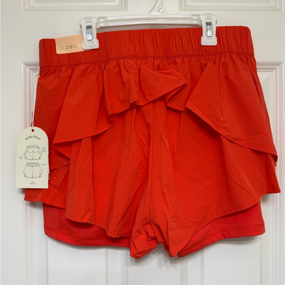 Blogilates Large Ruffle Short- Spicy orange - Picture 2 of 5